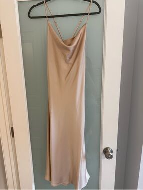 Show Me Your MuMu Nude Satin Cowl Midi Slip Dress